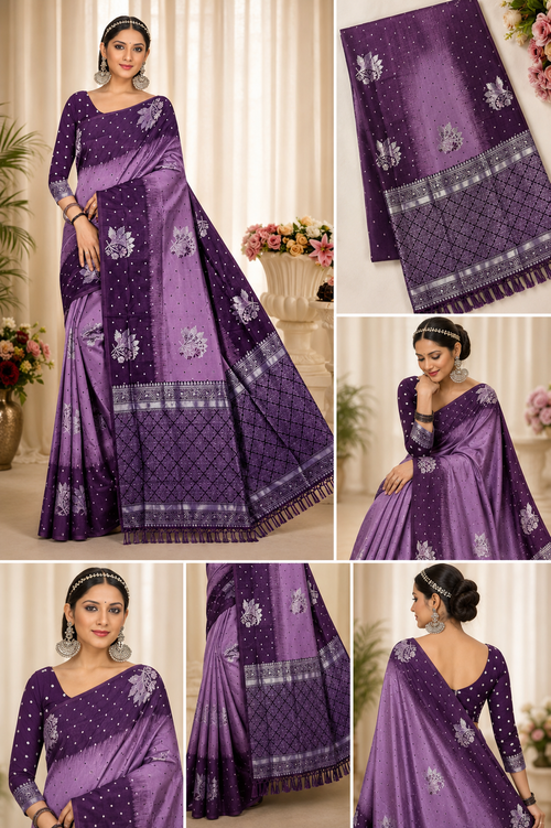 Royal purple woven saree