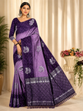 Royal Purple & Lavender Soft Silk Banarasi Saree with Silver Zari Weaving
