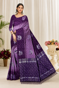 Royal purple woven saree